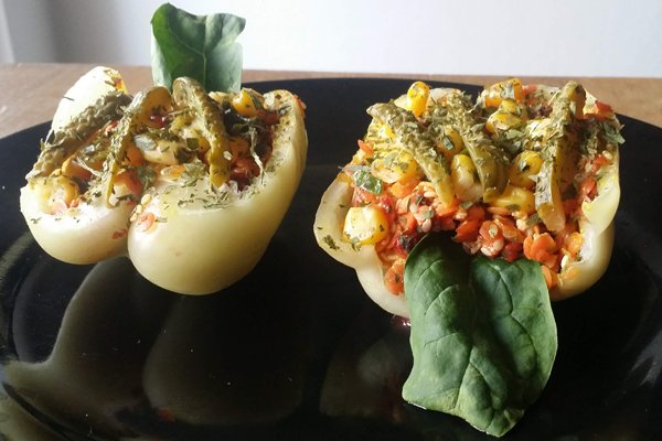 My first half raw stuffed peppers